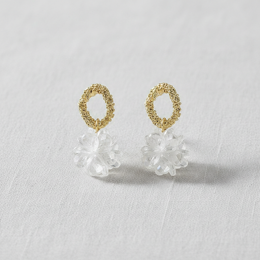 Colorful Hand-Beaded Floral Drop Earrings