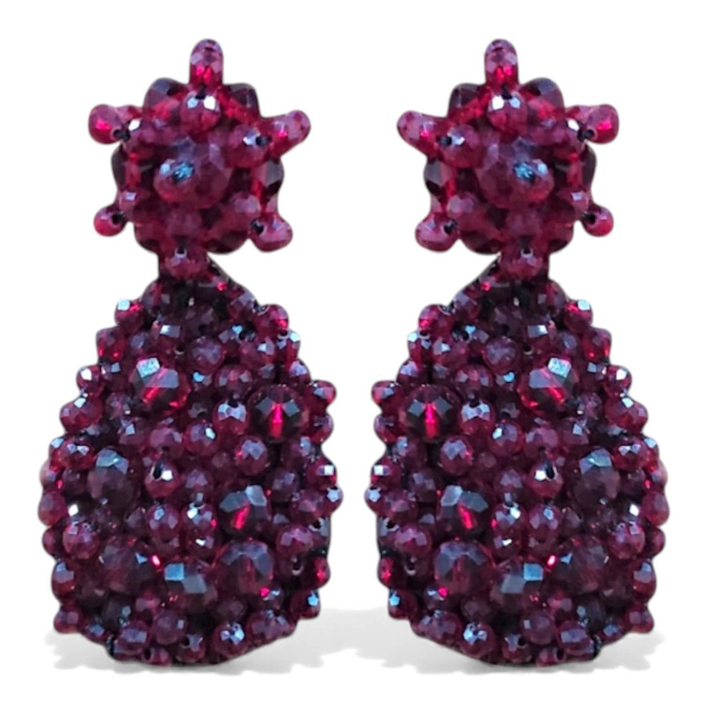 Chunky Red Crystal Statement Earrings | Handmade Jewelry