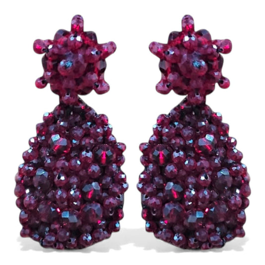 Chunky Red Crystal Statement Earrings | Handmade Jewelry