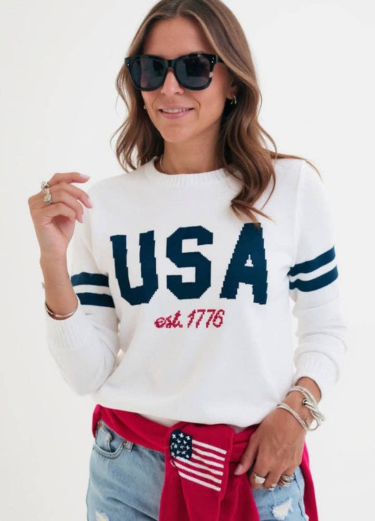 Classic White USA 1776 sweater