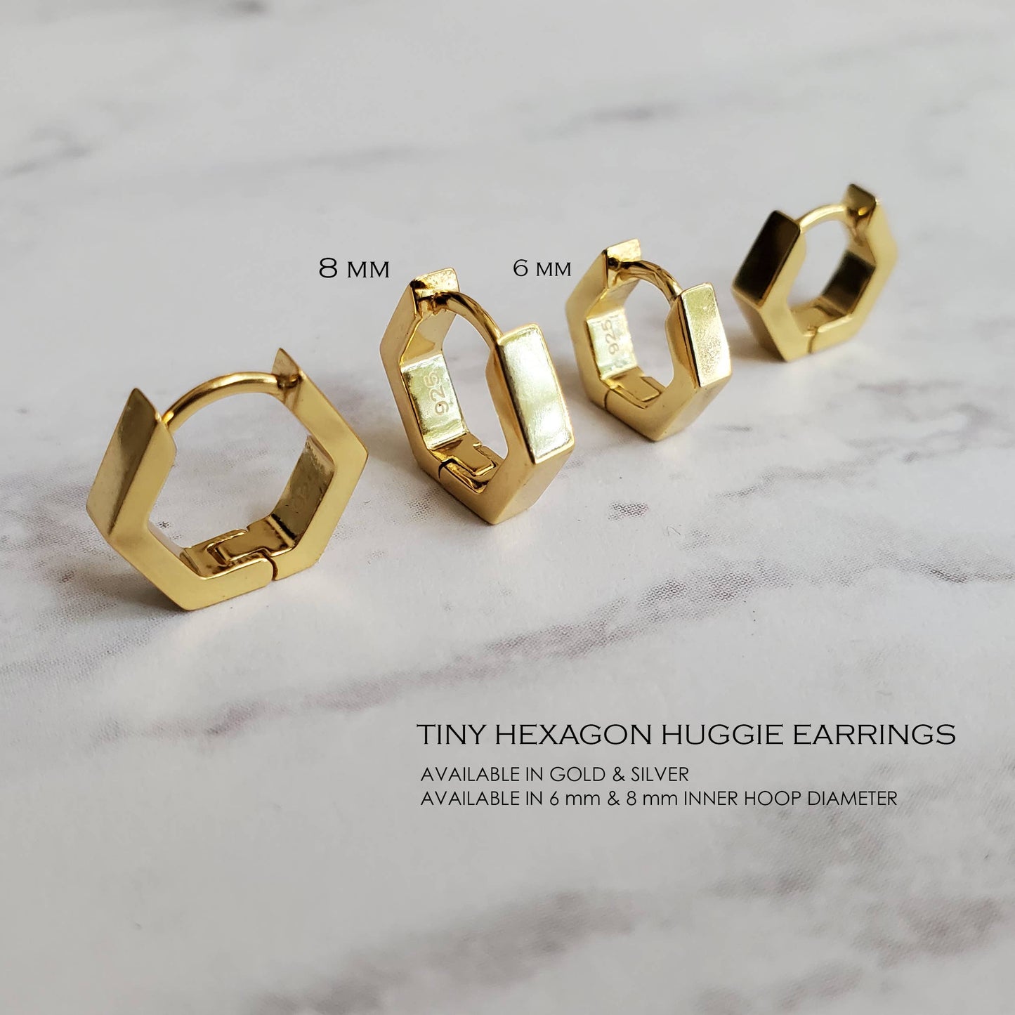 Hexagon Huggie Earrings