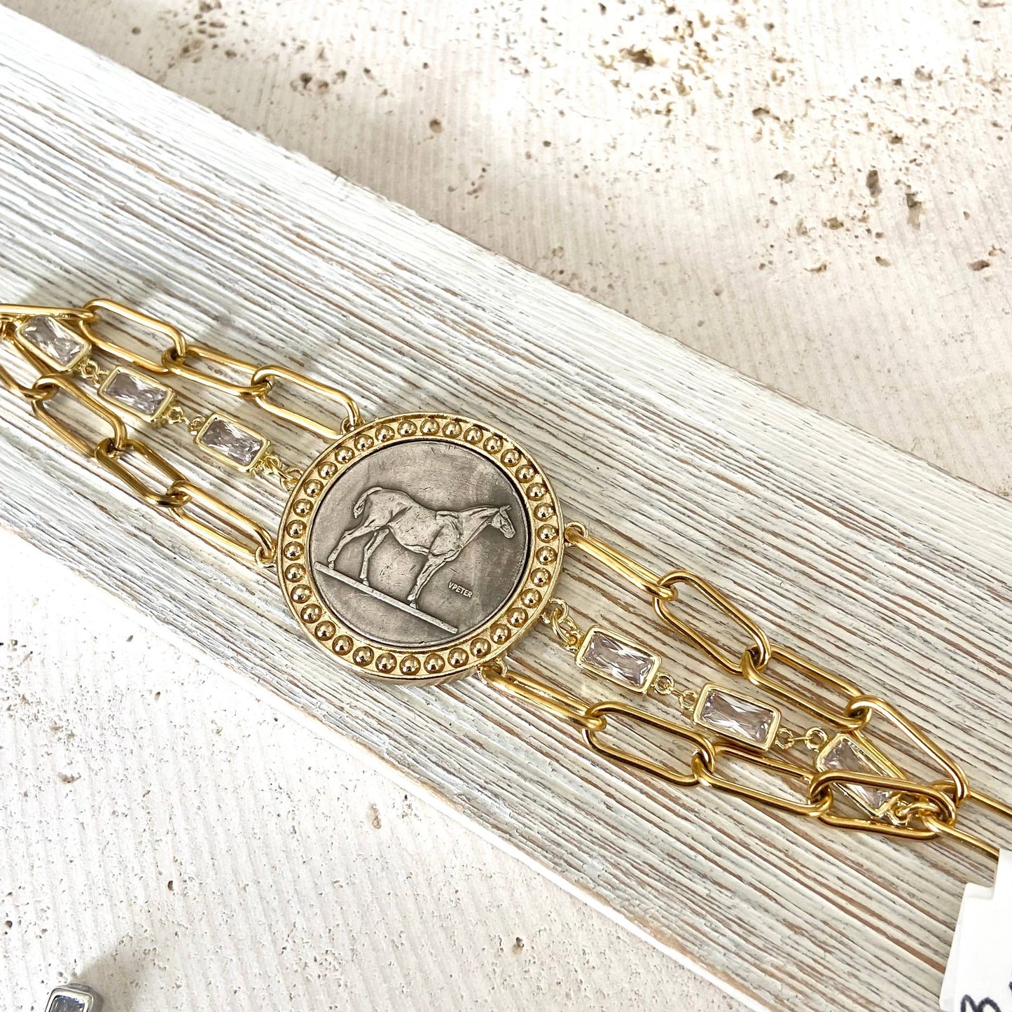 Horse Coin Statement Bracelet - Country Western Equestrian
