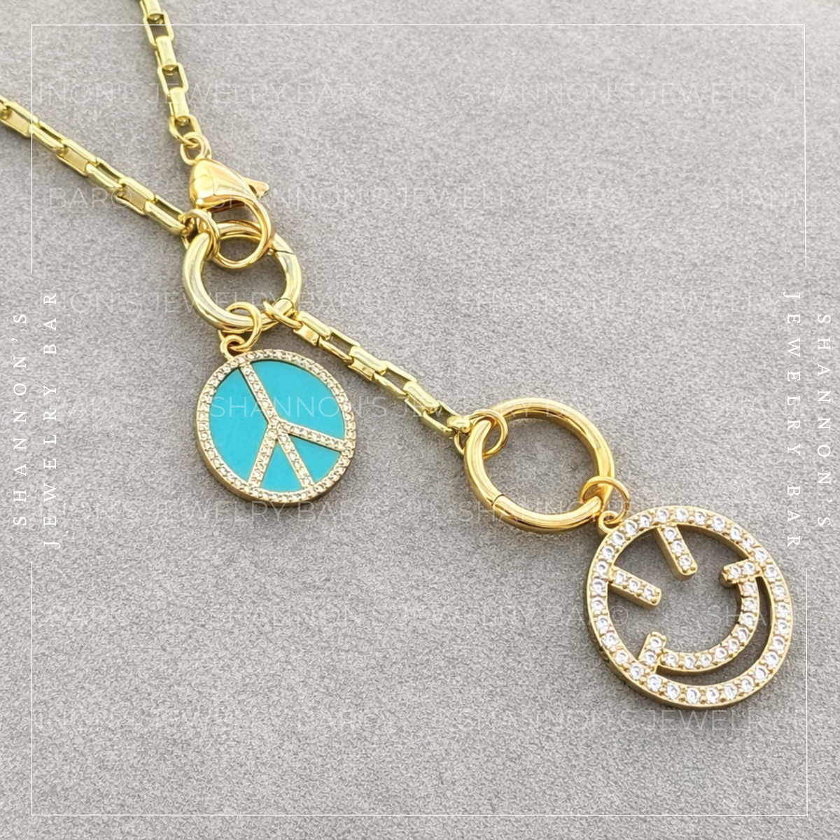 Gold Carabiner Necklace, Charm Holder Necklace