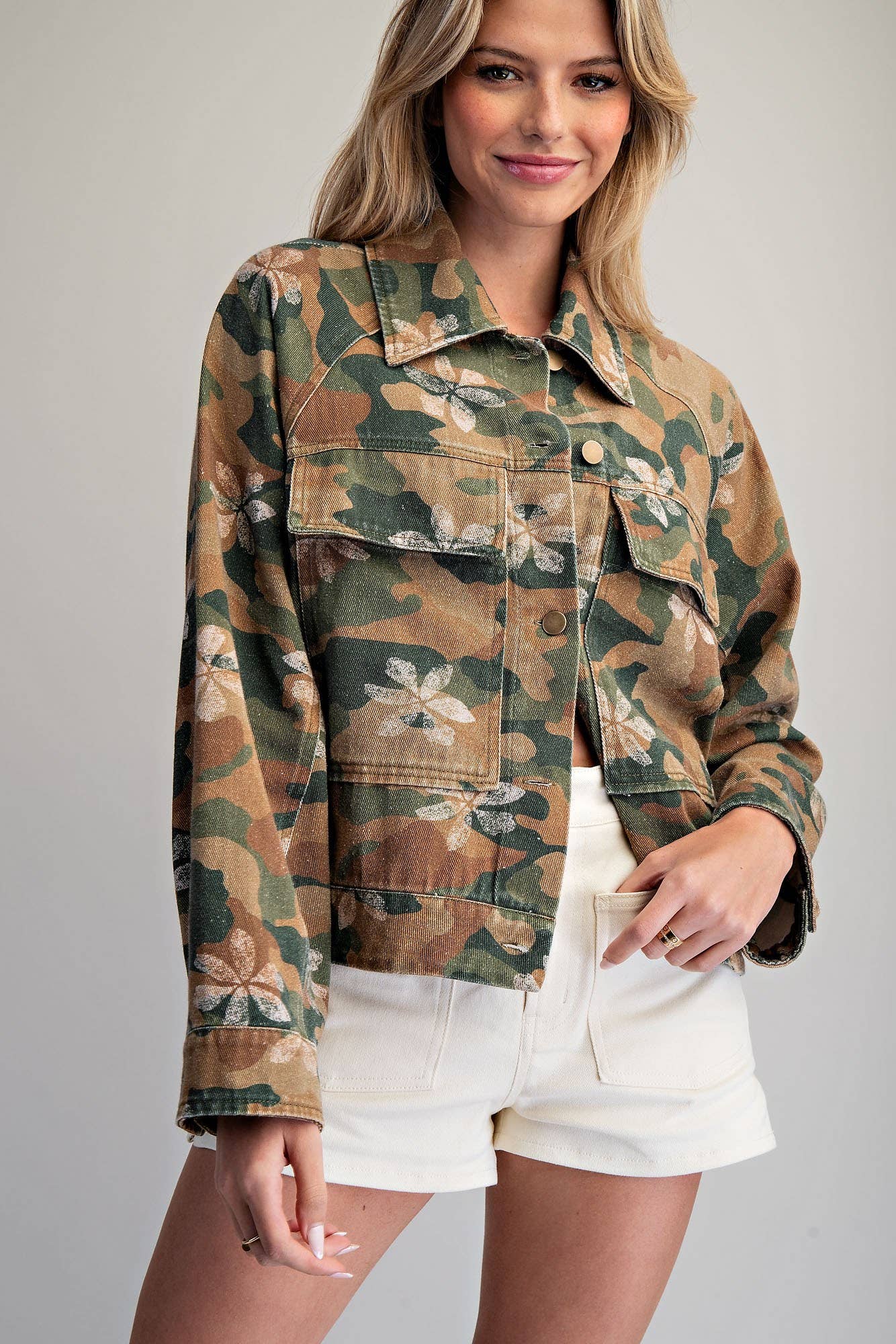 FLORAL CAMO PRINTED JACKET