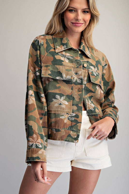 FLORAL CAMO PRINTED JACKET