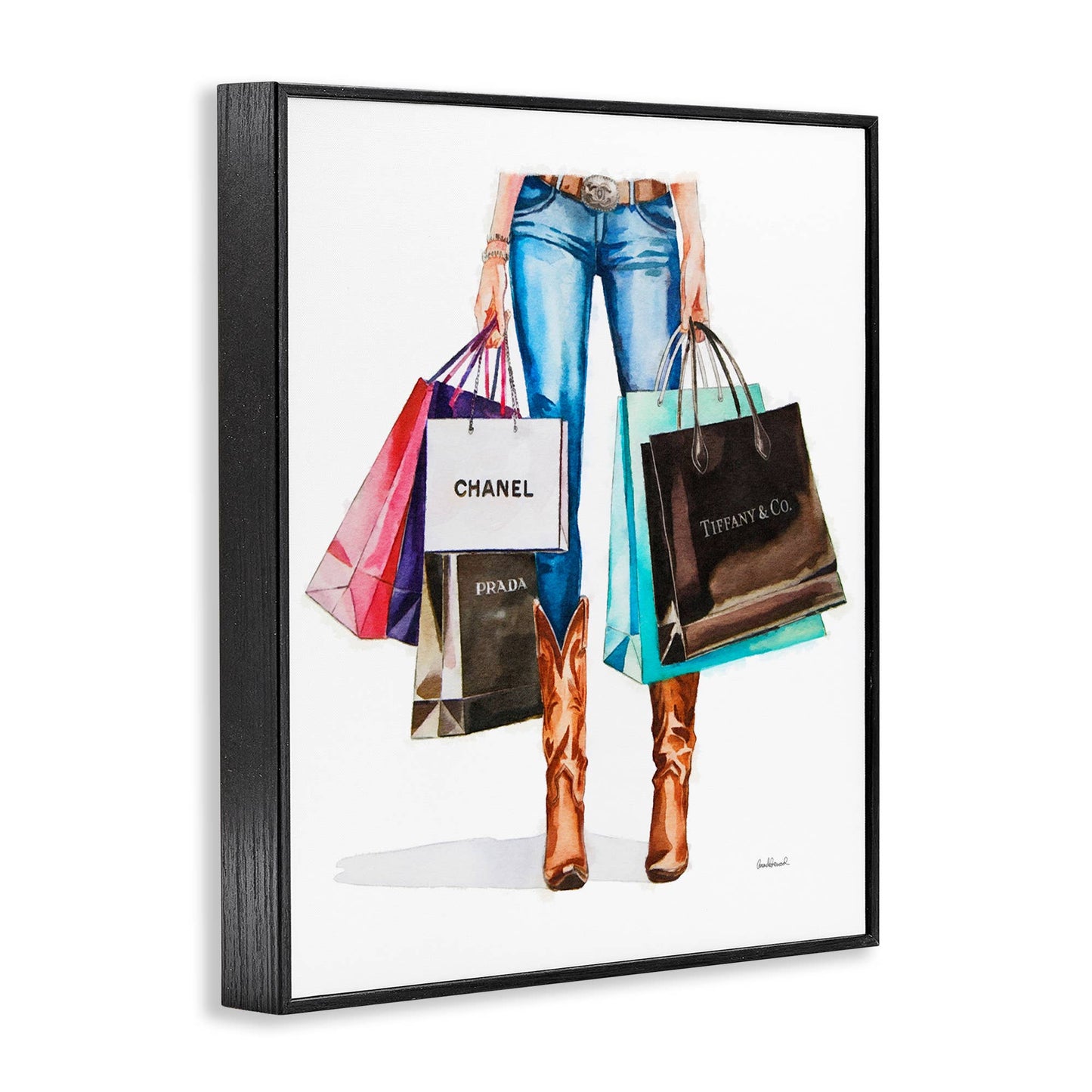 Shopping Bags Cowgirl - Framed Wall Art