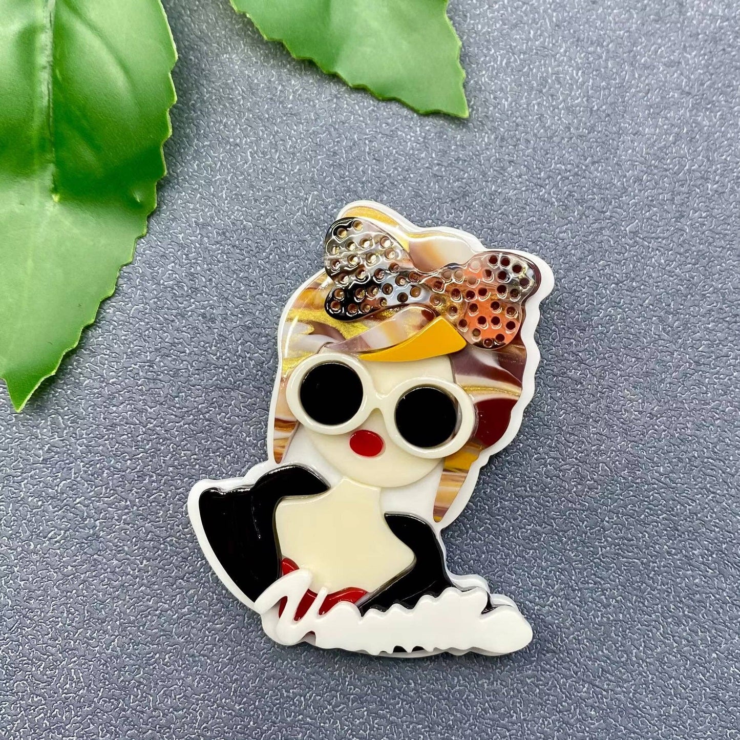 Fashion Girl Acrylic Brooch