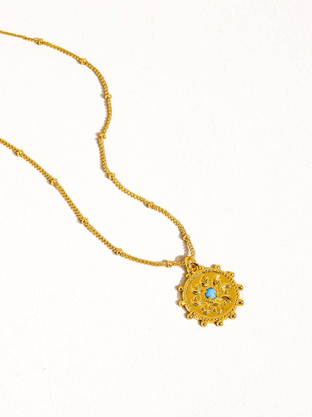 Stassie Turquoise Stone Sun Necklace - 18K Gold