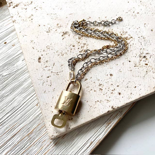 Upcycled Louis Vuitton Lock Necklace - Repurposed LV