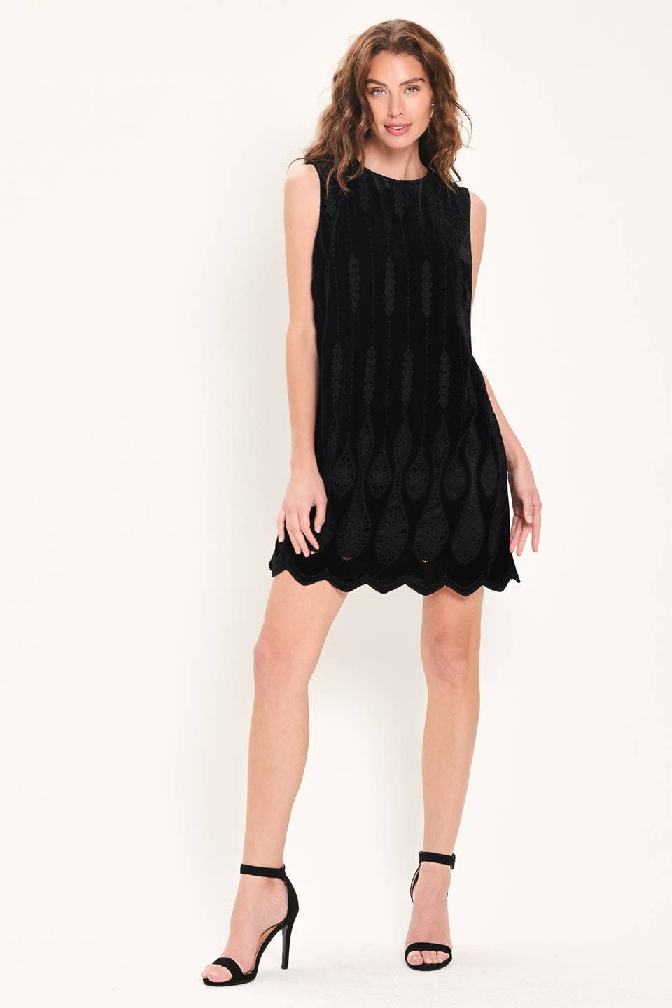 A textured velvet mini dress