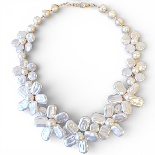 Flower Collar Pearl Necklace | Handmade Statement Jewelry