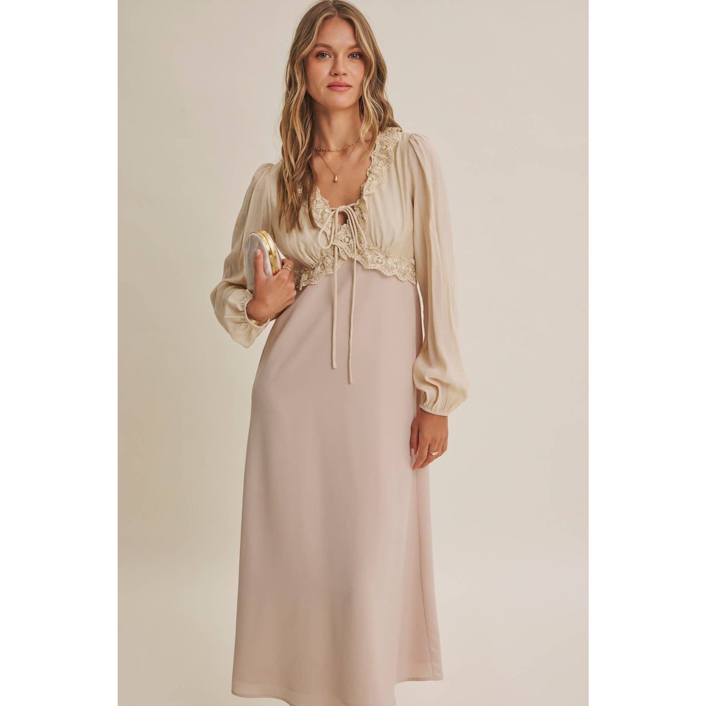 CHAMPAGNE ROSE MIDI DRESS
