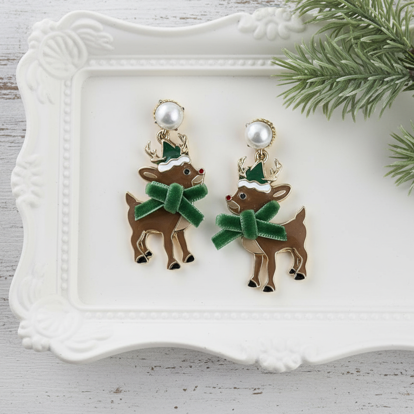 Dasher & Dancer Reindeer Drop Earrings