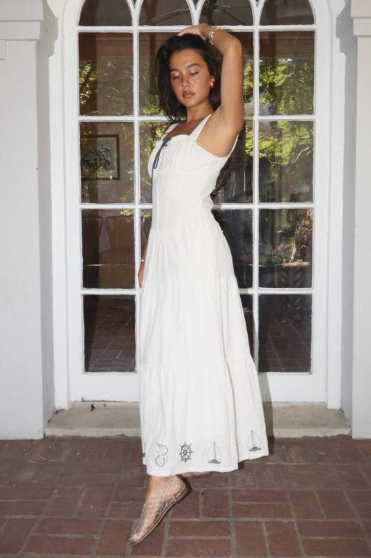 Nautical Tie Maxi Dress