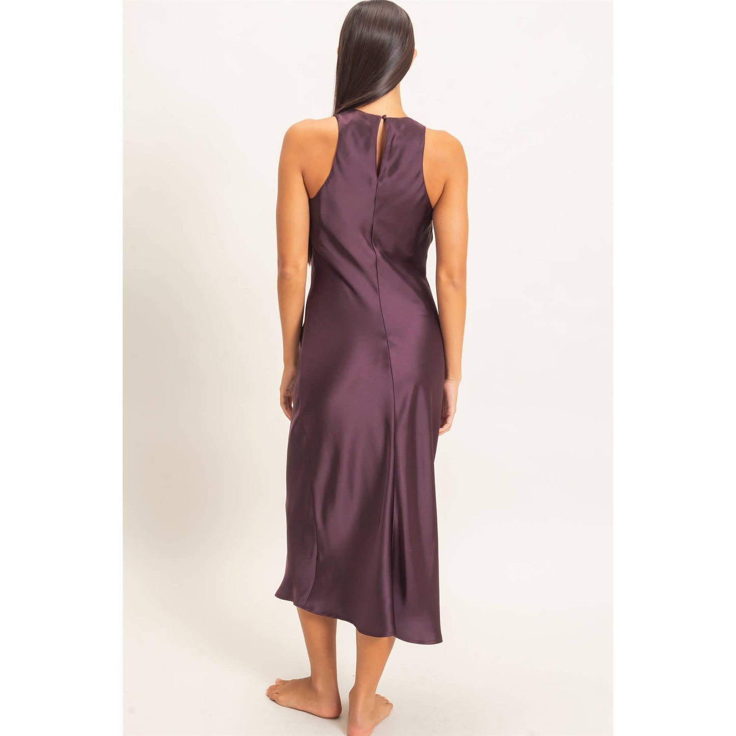 Sleeveless Satin Midi Dress