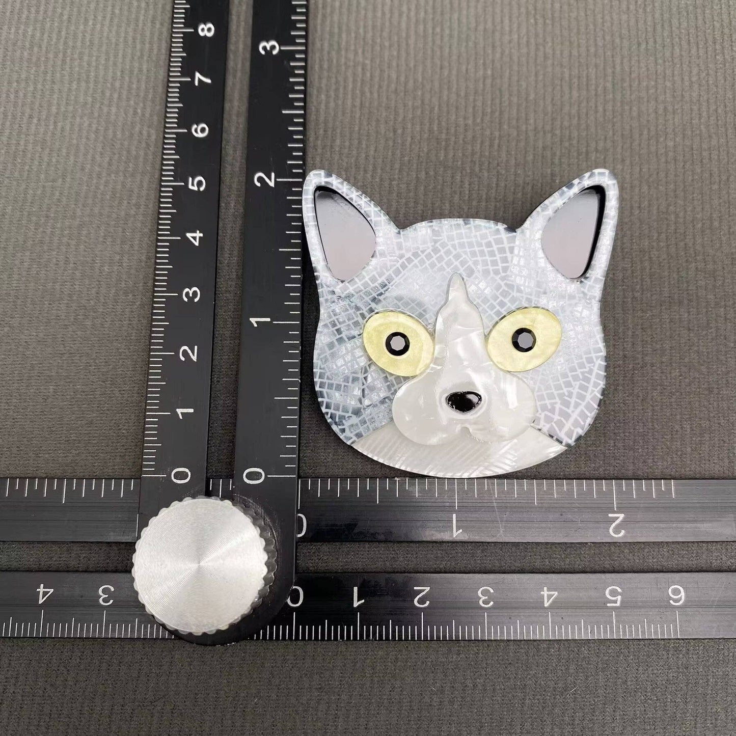 Acrylic Cat's Head Brooch