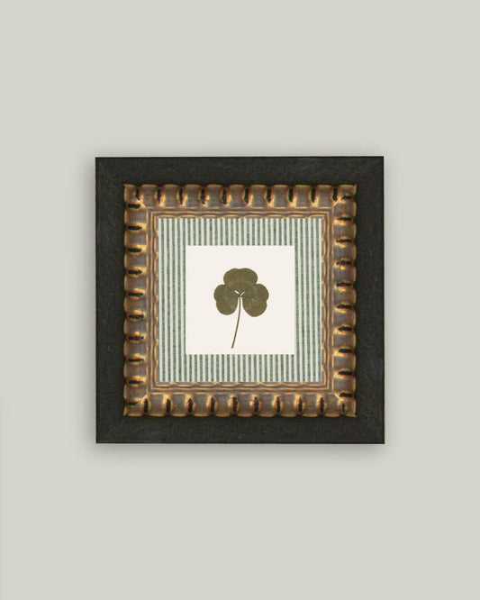 Clover on Stripes Framed Antique Art