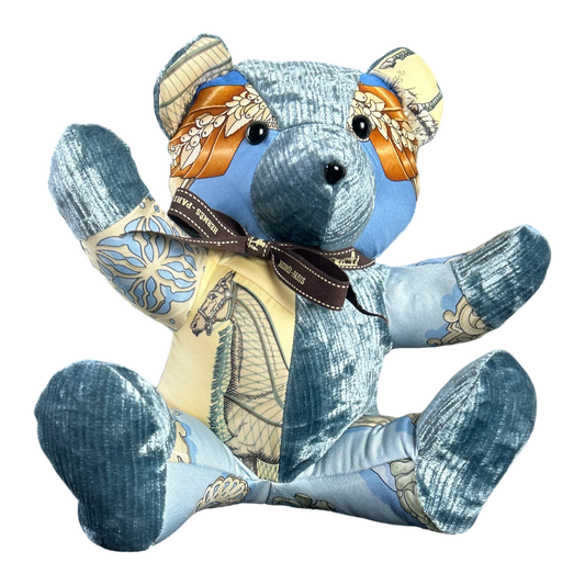 Vintage Hermes Silk Scarf Patchwork Teddy Bear