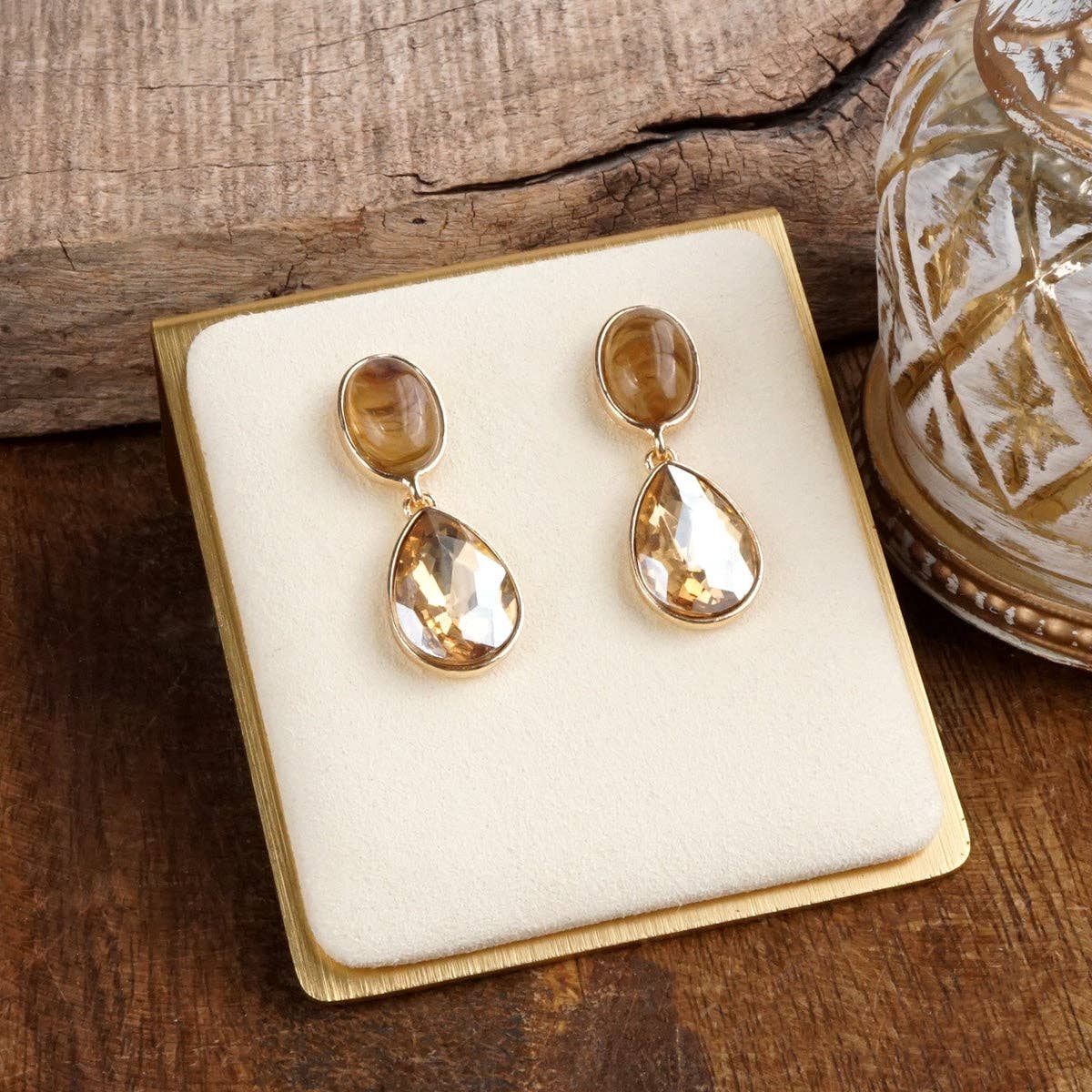 Moonlit Grace – Classic Teardrop Jeweled Statement Earrings