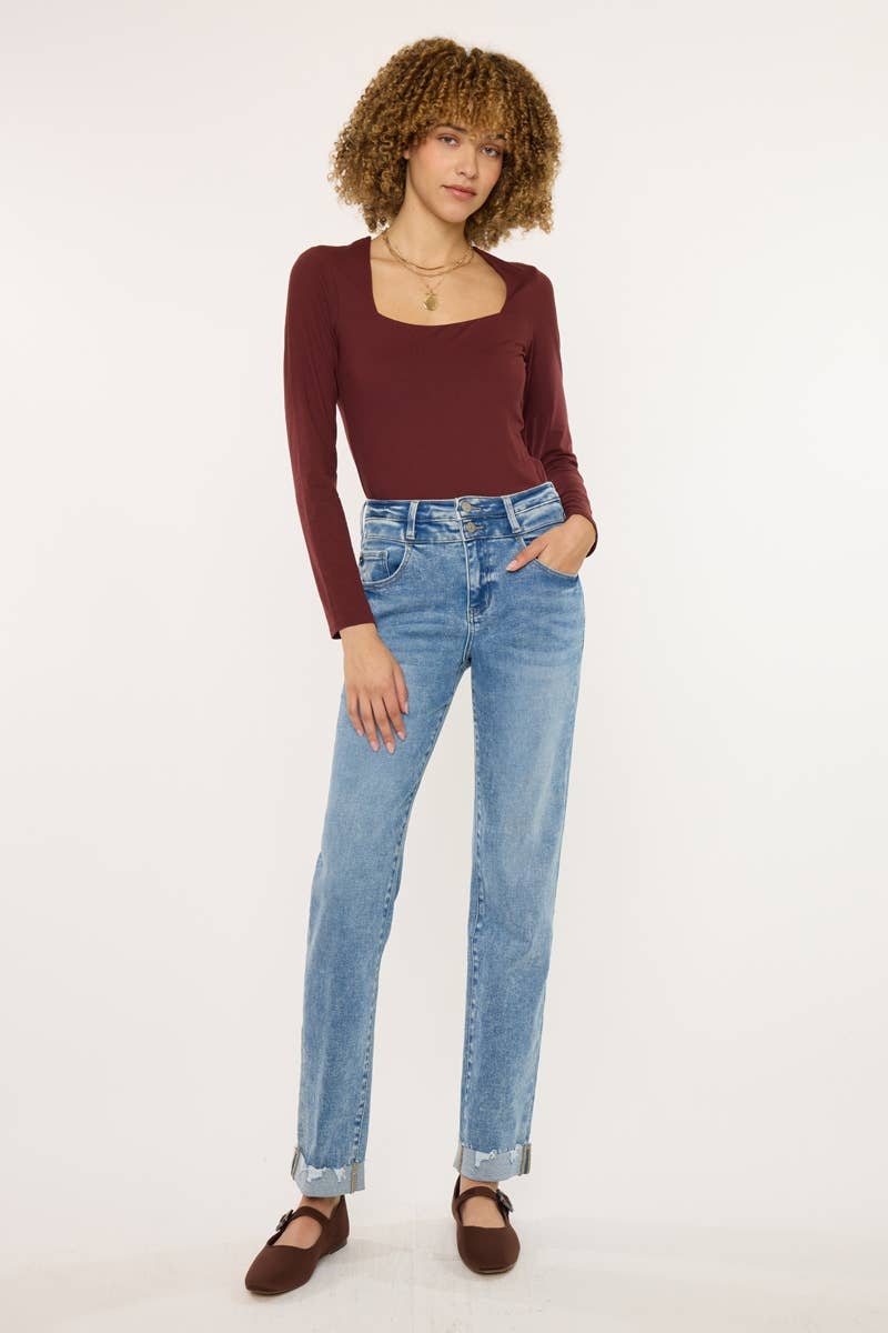 HIGH RISE SLIM STRAIGHT JEANS
