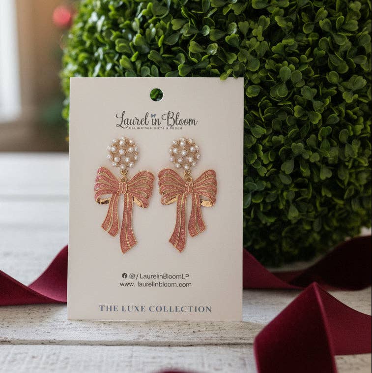 Ribbon & Pearls Holiday Bow Drops