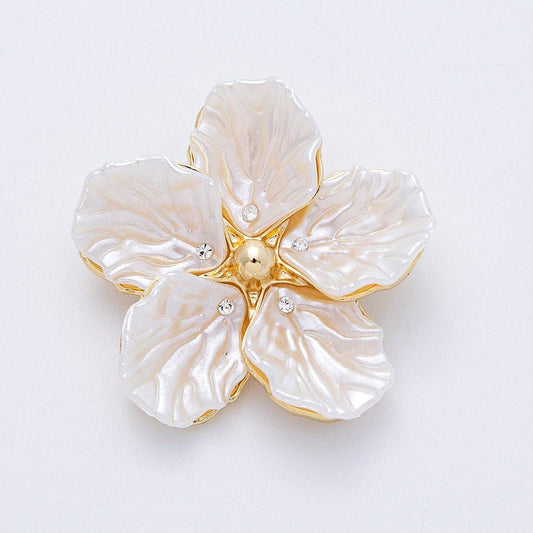 Blooming Shell Pearl Flower Pin Brooch
