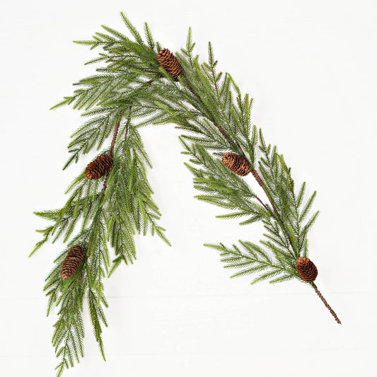 4.5ft Garland-Evergreen Norfolk Pine w.Long Pinecone