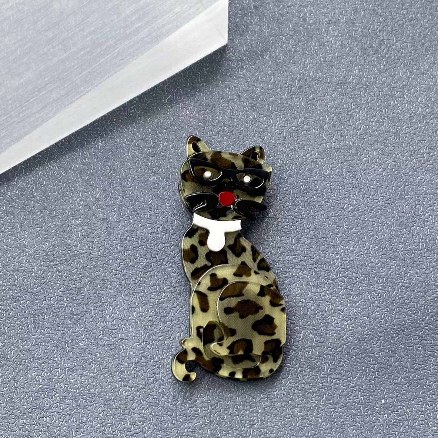 Leopard Cat Acrylic Brooch