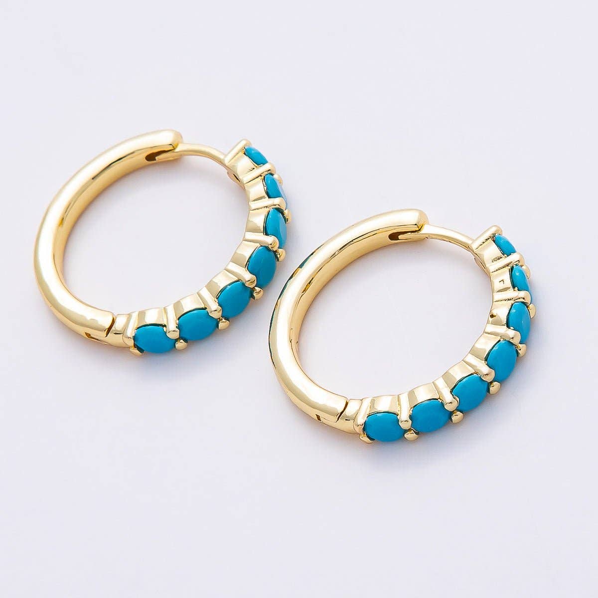 Turquoise Gemstone Hoop Earrings