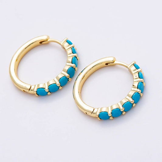 Turquoise Gemstone Hoop Earrings