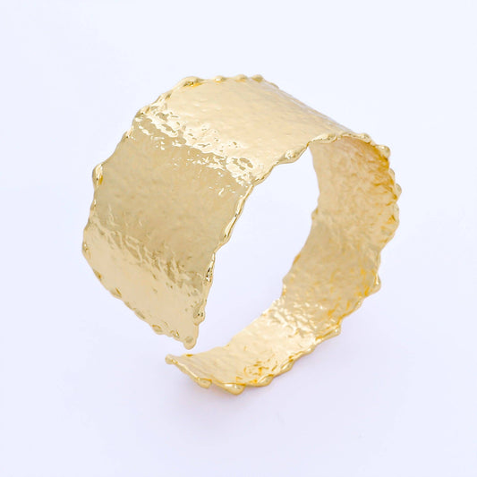 Wide Hammered Molten Geometric Cuff Bracelet