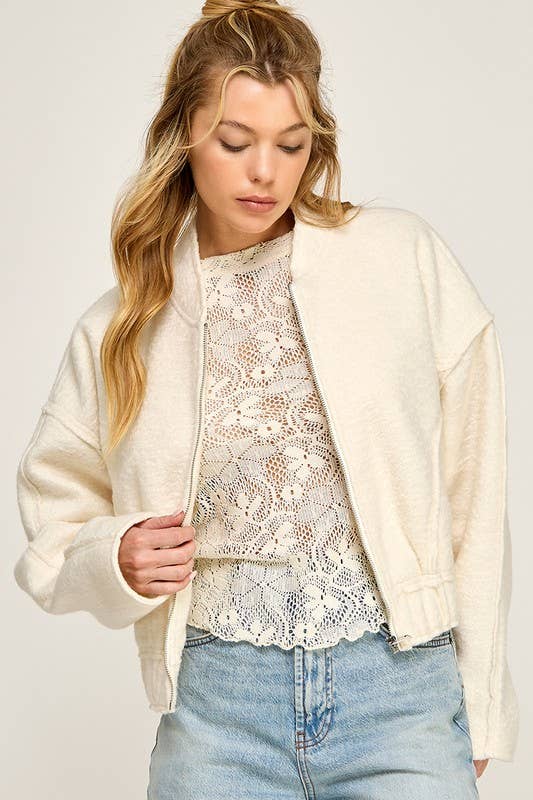SOFT TOUCH TEXTURED BOMBER JACKET