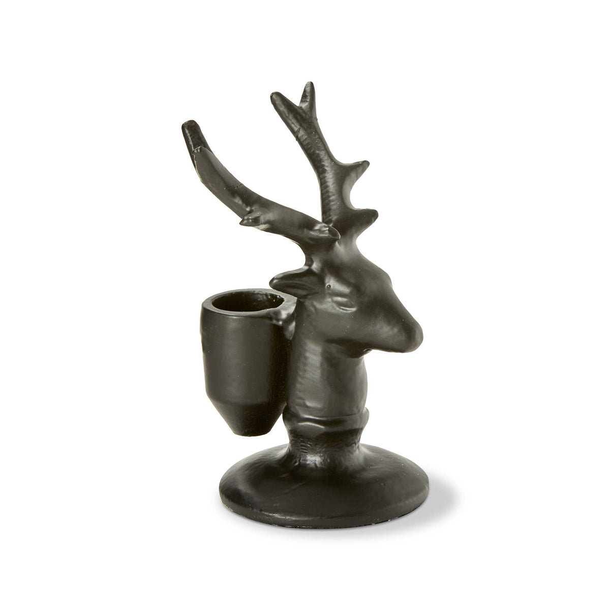 Reindeer Taper Holder Small Black Aluminum Christmas