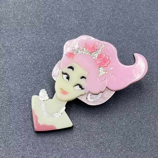Pink Girl Acrylic Brooch