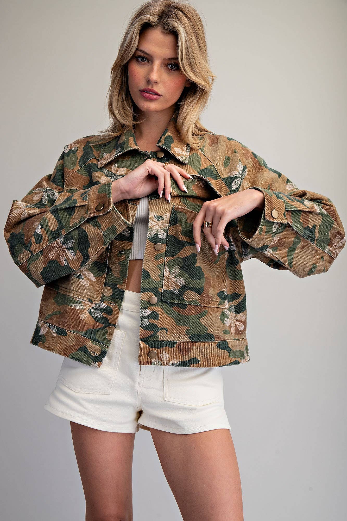 FLORAL CAMO PRINTED JACKET
