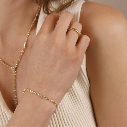 18k Gold Filled Round Bezel CZ Bracelet