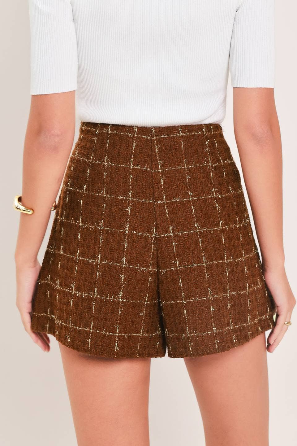 A woven tweed skort