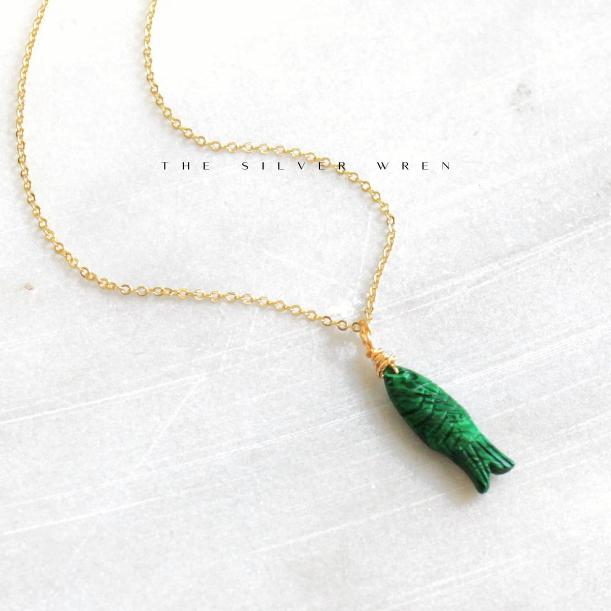 Fish Chain Gemstone Fish Pendant Necklace – Denim & Design