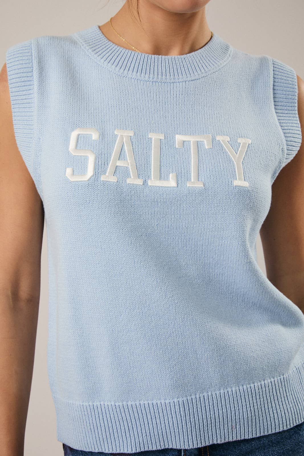 "Salty" Sleeveless Knit Sweater Vest