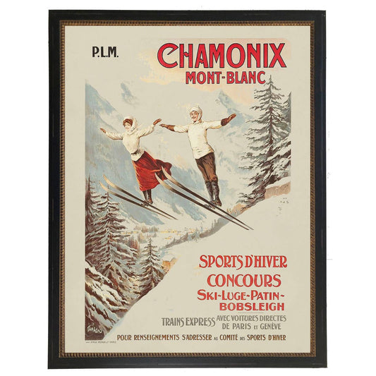 Framed vintage Chamonix ski magazine cover