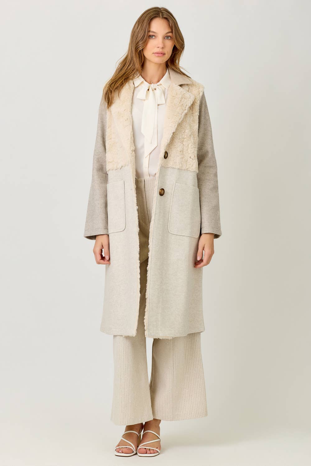 Color Blocked Long Coat