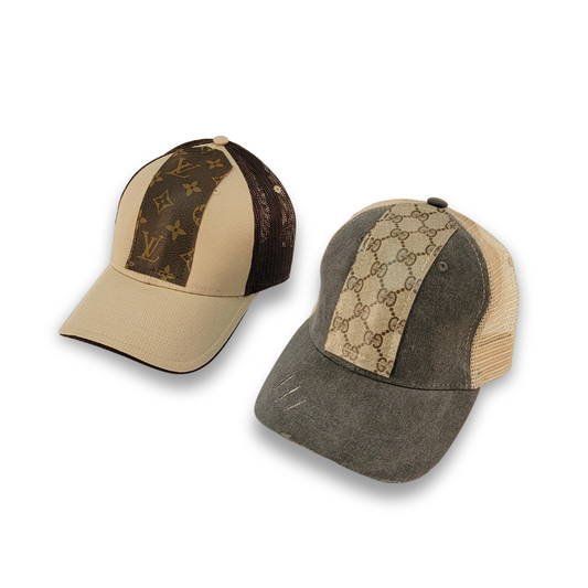 Couture Cap Trucker Hat In Upcycled LV, Gucci