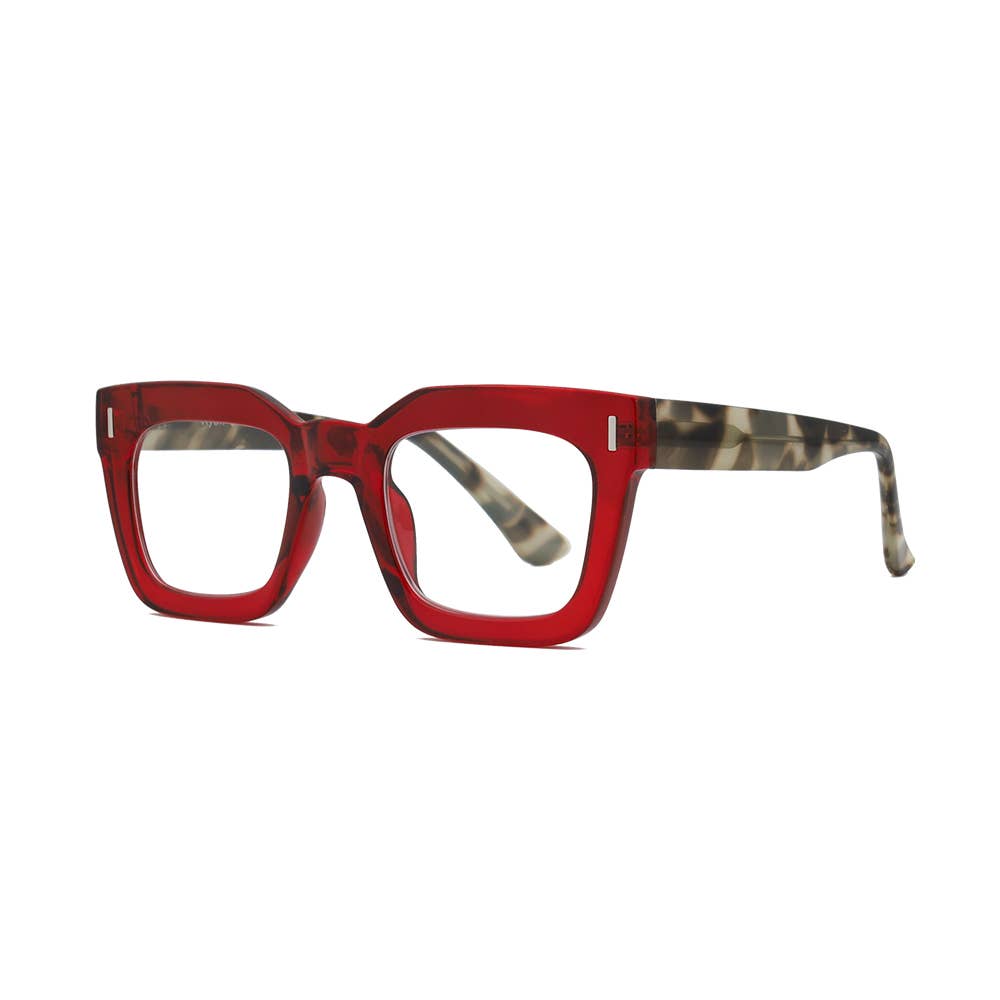 Readers - NESS | Transparent Red | Grey Tortoise | Blue Light