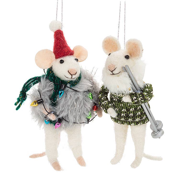 Winter Mouse Ornament-2 Assorted-5"H Mouse