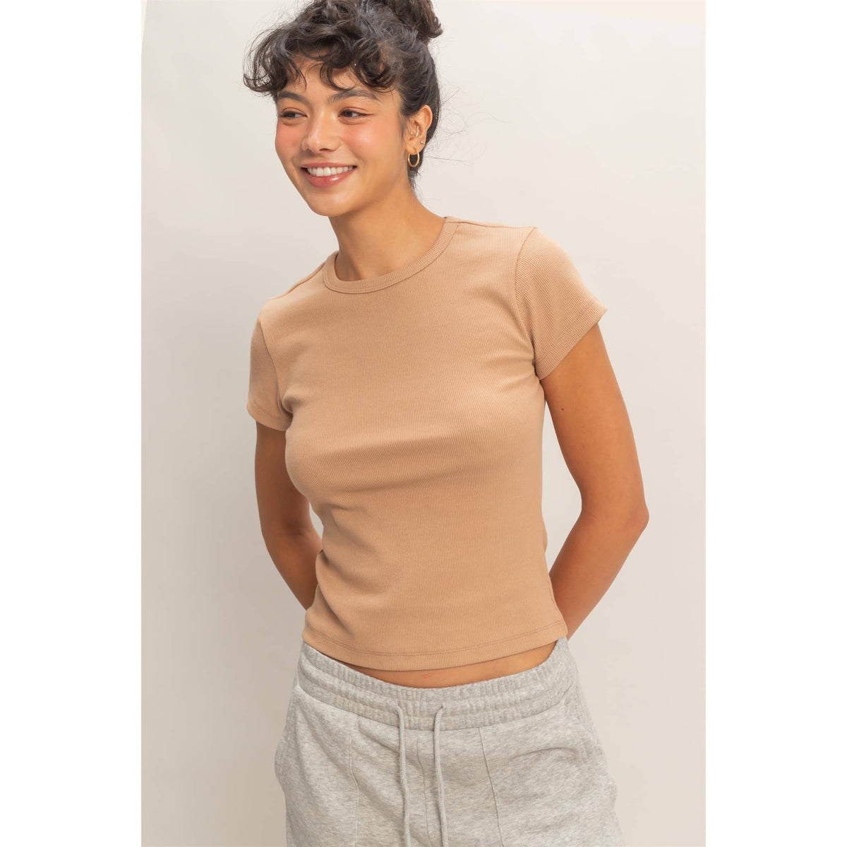 Basic Ribbed Short Sleeve Top