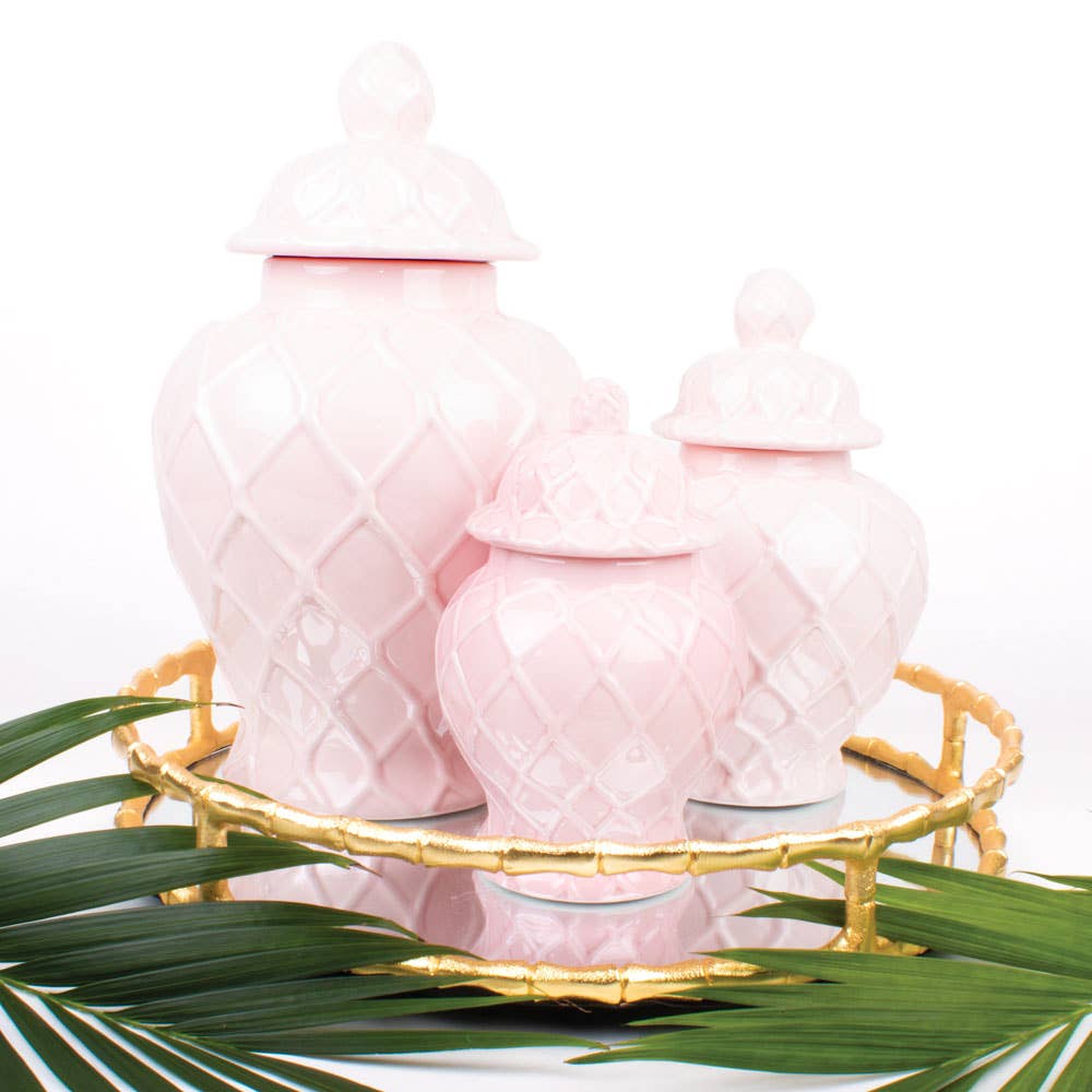 Pink Textured Ginger Jar with Lid, Small