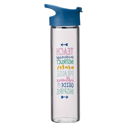 Water Bottle Glass Blue A Great Teacher