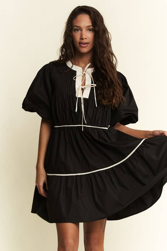 SOLID TIERED DRESS