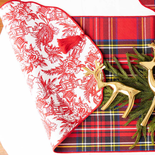 Nutcracker Toile Reversible Tassel Table Runner