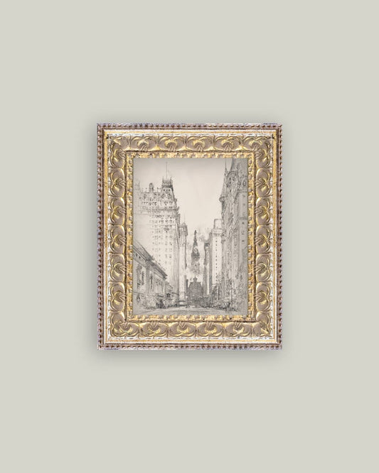 New York Sketch Framed Antique Art